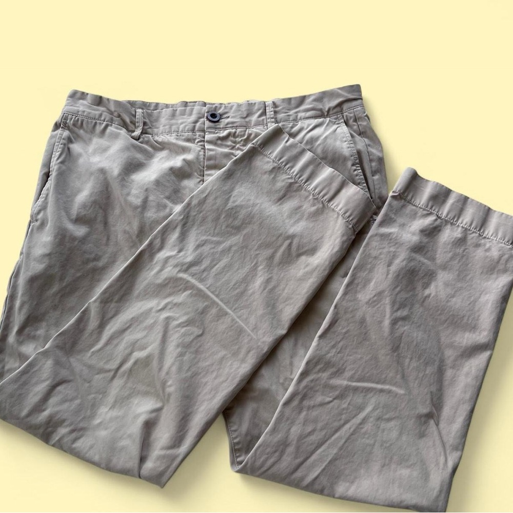 Sid Mashburn Men's Khaki straight-leg garment-dyed cotton-twill trousers